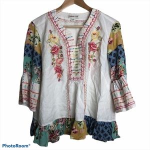 COLDWATER CREEK floral embroidered top
